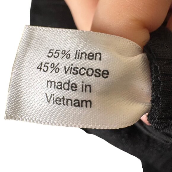 Lane Bryant Plus Size 22 Linen Blend Wide Leg Pants Black Pull On Elastic Waist - Picture 6 of 12